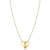 BYIA 925 Sterling Silver Heart Necklace for Women Non-tarnish 14K Gold Plated Necklaces Dainty Cubic Zirconia Love Pendant Adjustable Chain Necklace for Women Hypoallergenic