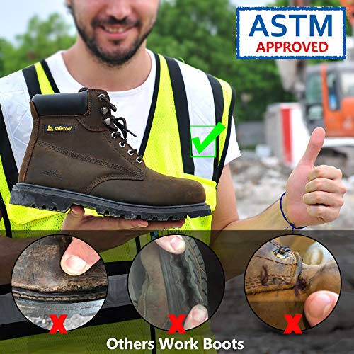 SAFETOE Work Boots For Men Steel Toe Safety Shoes - M8179 Women Leather Wide Width Safety Toe Boots - Thumbnail 2
