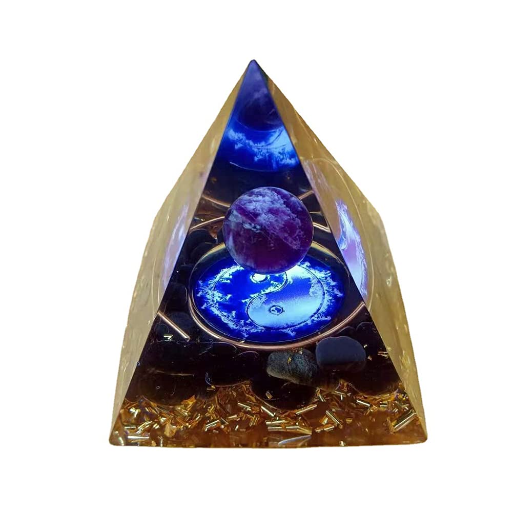 Orgone Pyramid Moonstone Crystal Ogan Energy Tower Nature Reiki Chakra Crushed Stone Jewelry Flower of Life Crystal Orgonite Pyramid Healing Chakra
