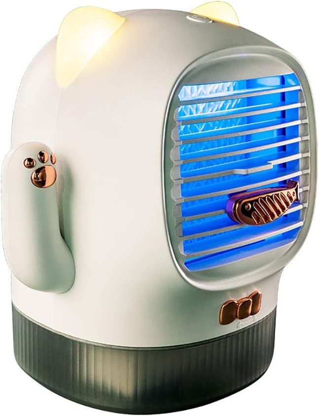 WDDMFR USB Mini Air Cooler, Personal Desktop Air Cooler，with Ultraviolet Sterilization and Atmosphere Night Light, Lucky Cat Charging Small Fan