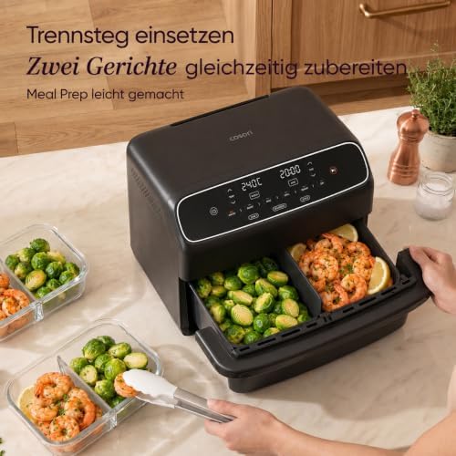 Airfryer, Neue Generation 2026, 8,6L Heißluftfritteuse 2 Kammern