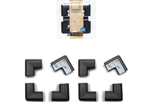 Roving Cove Corner Protector for Baby (8 Large Corners) - Hefty-Fit Heavy-Duty Soft Rubber Foam Furniture Corner Bumper Guards, 3M Adhesive Pre-Taped, Onyx Black