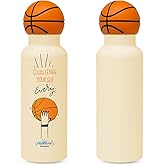SIPPYBUDS Challenge Yourself Basketball Water Bottle - Insulated with Basketball Design for Enthusiasts – Stainless Steel Water Bottle with Leak Proof Design - 16oz