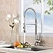 VESLA HOME Commercial Single Handle Pull Down Out Sprayer Spring Stainless Steel Kitchen Faucet, Brushed Nickel Kitchen Sink Faucet