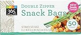 365 Everyday Value, Double Zipper Storage Bags, Snack Size, 50 Count