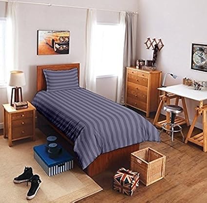 Reliable Of Milwaukee Trends Plain Stripe Single Elastic Fitted Bedsheets (Grey)