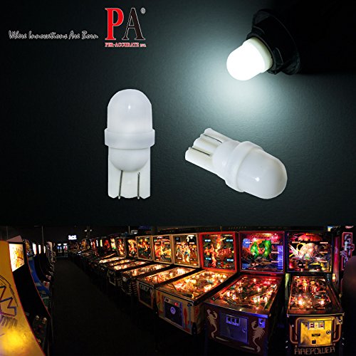 PA 10PCS #44 #47 #1893 #756 #1847 T10 w5w 2 SMD 2835 LED Wedge Pinball Machine Light Top View Bulb 6.3VDC (White)