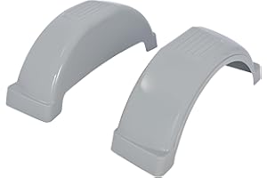 HECASA Set of 2 Single AXLE Trailer Fenders 13" Wheels Tires Plastic Fender Top Step Skirt Boat W/O Step (Gray)