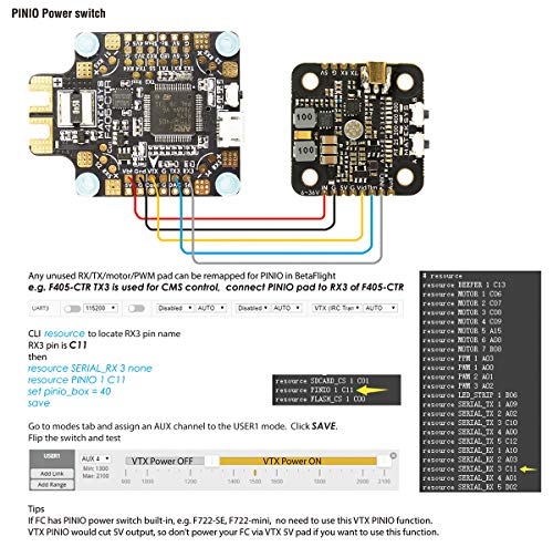 Matek FPV Video Transmitter VTX Mini 6~36V Input 40CH Pit/25/200/400/800mw Switchable, Support Tramp Protocol for F4 AIO Stack 210 220 250 240 4/5/6 inch Carbon Fiber FPV Racing Drone Quad Frame