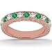 Heirloom Diamond and Emerald Engagement Ring and Wedding Band Womens 14k Rose Gold (1.75ct) GH/VS