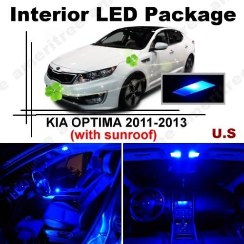  Ameritree Led For Kia Optima With Sunroof 2011 2013 9pcs Blue Led Lights Interior Package And Blue Led License Plate Kit Automotive