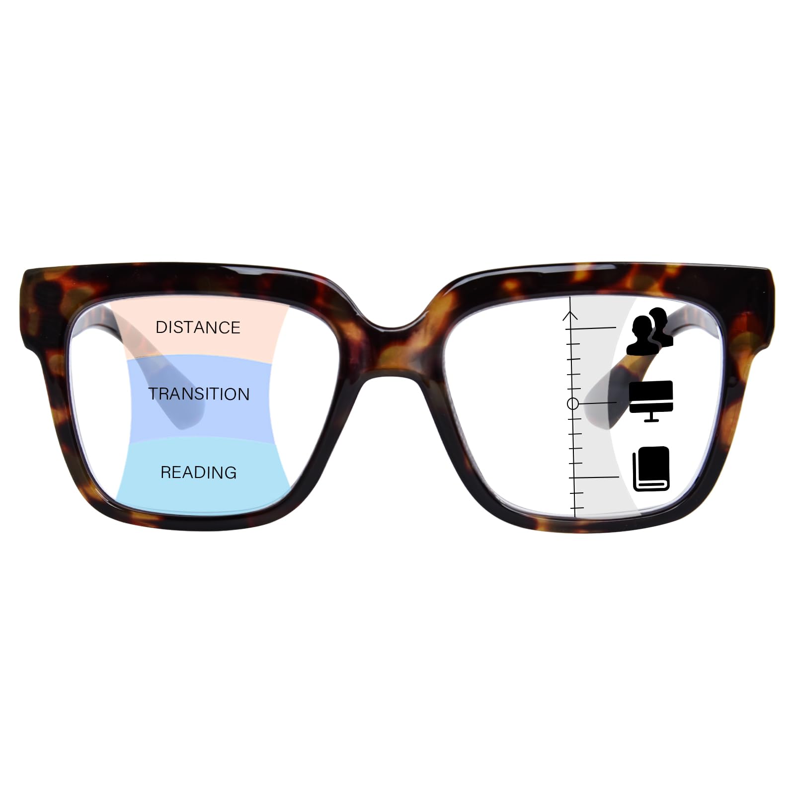 Photo 1 of OPTOFENDY Progressive Multifocus Reading Glasses for Women Oversized Blue Light Blocking Oprah Style Computer Readers Tortoise 2.5x