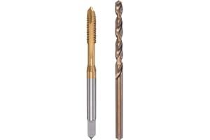 uxcell M4 x 0.7 Spiral Point Thread Tap and 3.3mm Drill Bit Set, Metric Titanium Plated Cobalt High Speed Steel Machine Screw