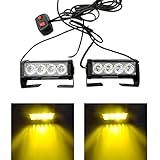 Yehard 4 LED Strobe Lights for Trucks Cars 12V Universal Amber Waterproof Emergency Light