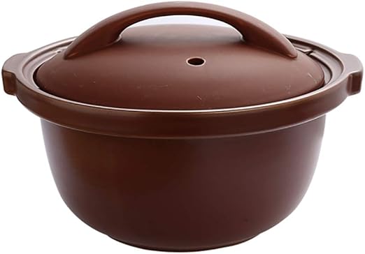 Xnxn Olla de Barro Olla, Cacerola de cerámica Profunda con Tapa y Mango