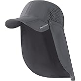 BASSDASH UPF 50+ Foldable Fishing Hat Baseball Cap with Removable Neck Flap Portable for Men Women Golf Hiking