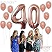 Rose Gold 40th Birthday Balloons – Large, Pack of 12 | Forty Number Balloons Party Decorations Supplies | 40 Number foil Mylar and Latex Balloon | Match for Other Number Balloons for All Ages