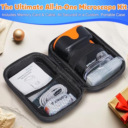 Digital Microscope for Kids Ages 6-12: 4K 2.0" Screen USB Portable Miniscope Rechargeable Handheld Coin Magnifying Glass Edu Science STEM Toy Gift for Boys Girls Christmas w/ 32G Card EVA Case