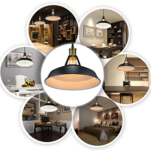 Salking Metal Industrial Pendant Light, Vintage Barn Hanging Lamp, Modern Iron Pendant Lighting, Oil Rubbed Black Finish, Ceiling Light/Dining Room Lamp - 3 Pack - Thumbnail 5