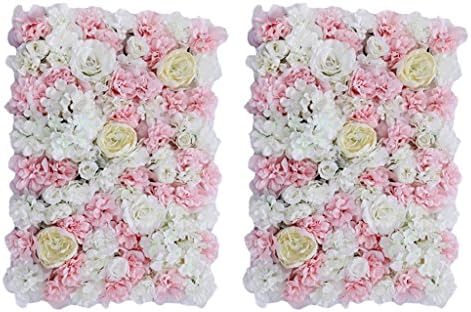 amleso 2pcs Silk Hydrangea Rose Flower Wall Panel Home Wedding Backdrop Decoration