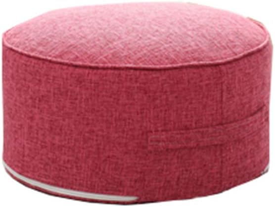 JINGXIN Cotton & Linen Floor Seating Pad Round Futon Stool Case Washable - Diameter 15.7",Dark Pink