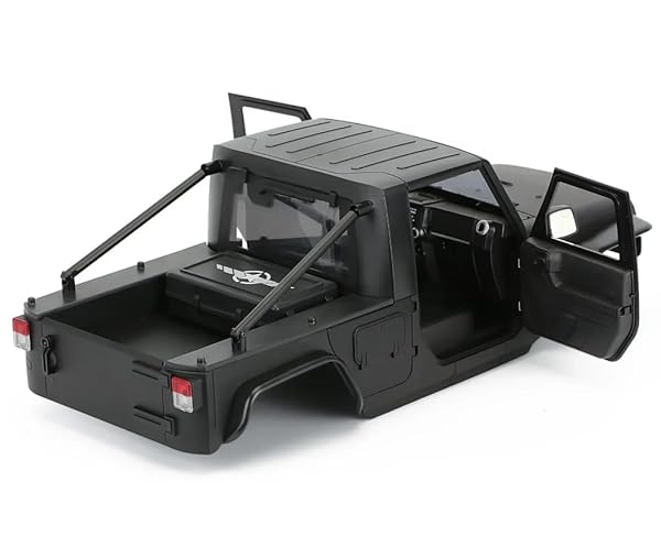1/10 RC PICKUP BODY SHELL KIT UNASSEMBLED – 313MM WHEELBASE WRANGLER PICKUP BODY,FOR RC CRAWLER AXIAL SCX10 SCX10 II 90046 DIY (BLACK)