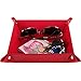 HappyDavid Leather Bedside Storage Tray, Red crocodile Grain/Velvet inner