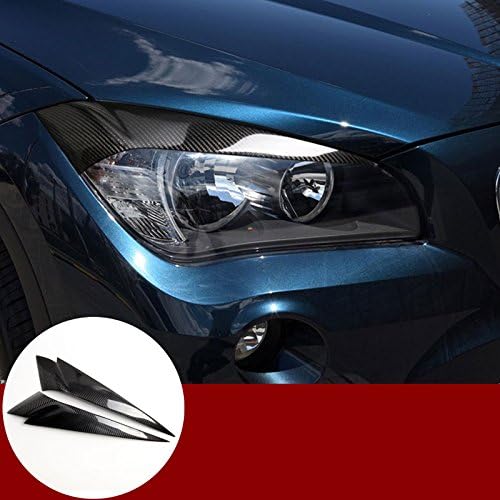 Carbon Fiber Headlight Eye Lid Eyebrow Trim Cover 2pcs For BMW X1 E84 2009-2015
