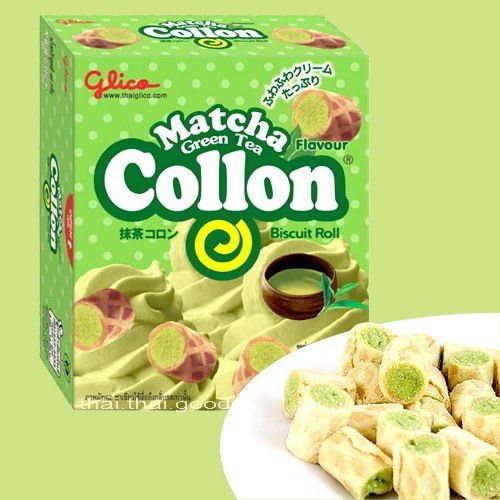 46g X 2 Packs Glico Collon Matcha Green Tea Cream Biscuit Roll Delicious Snack