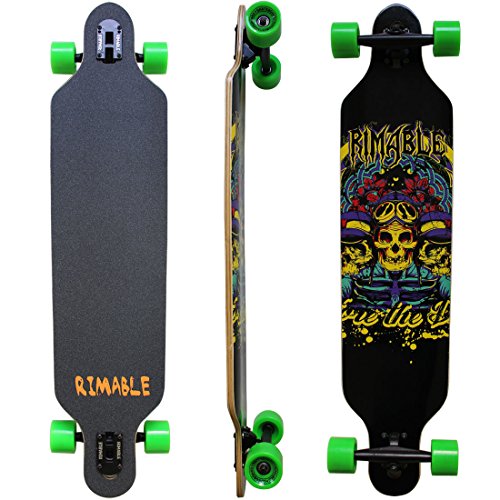 Rimable drop-through longboard 41inch (black skull)