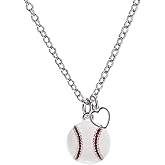 GIMMEDAT Heart Baseball, Basketball, Lacrosse, Soccer, Softball, Tennis, Volleyball Necklace for Women Sports Fan Jewelry Gift for Player