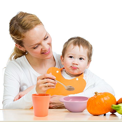 image for HM-tech 4pcs Bamboo Kids Bowls (20 fl oz) for Baby Feeding, Non Toxic 