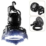 HAITRAL 2IN1 Portable LED Camping Lantern with Ceiling Fan 18 LED Flashlight Ceiling Fan for Outdoor Hiking Fishing Outages and Emergencies Tent