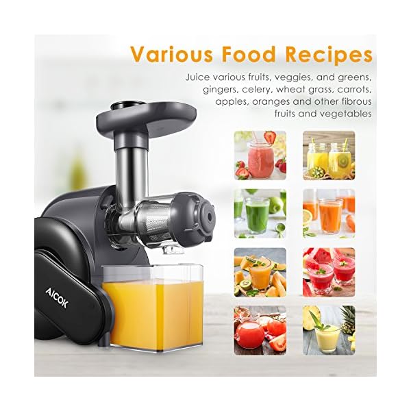 Juicer-Machine-Aicok-Slow-Masticating-Juicer-with-Reverse-Function-Cold-Press-Juicer-with-Upgrade-Quiet-Motor-Juice-Jug-and-Brush-for-High-Nutrient-Juice-BPA-Free Juicer Machine, Aicok Slow Masticating Juicer with Reverse Function, Cold Press Juicer with Upgrade Quiet Motor, Juice Jug and Brush for High Nutrient Juice, BPA Free