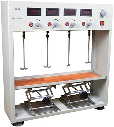 INTBUYING 100W Lab Electric Digital Overhead Stirrer Mixer Variable Speed with Four Heads 110V
