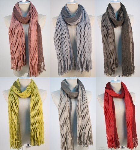 JOVANA Women Winter Warm Crochet Knit Long Tassels Soft Wrap Shawl Scarves Scarf Two Styles Infinity and Straight (Beige)