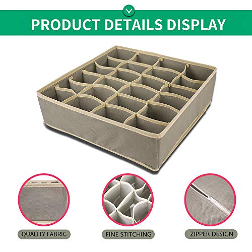meqution Closet Underwear Organizer,Foldable Storage Box Drawer Divider Kit Set of 4 for Underwear,Bras,Socks,Ties, Scarves(Gray) - Thumbnail 4