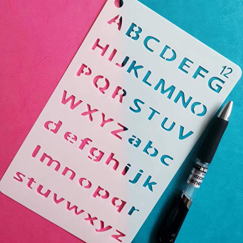 ONEST 12 Pack Letter and Number Stencils Alphabet Stencil Journal/Notebook/Diary/Scrapbook DIY Drawing Template Stencil, 4x7 Inch - Thumbnail 3