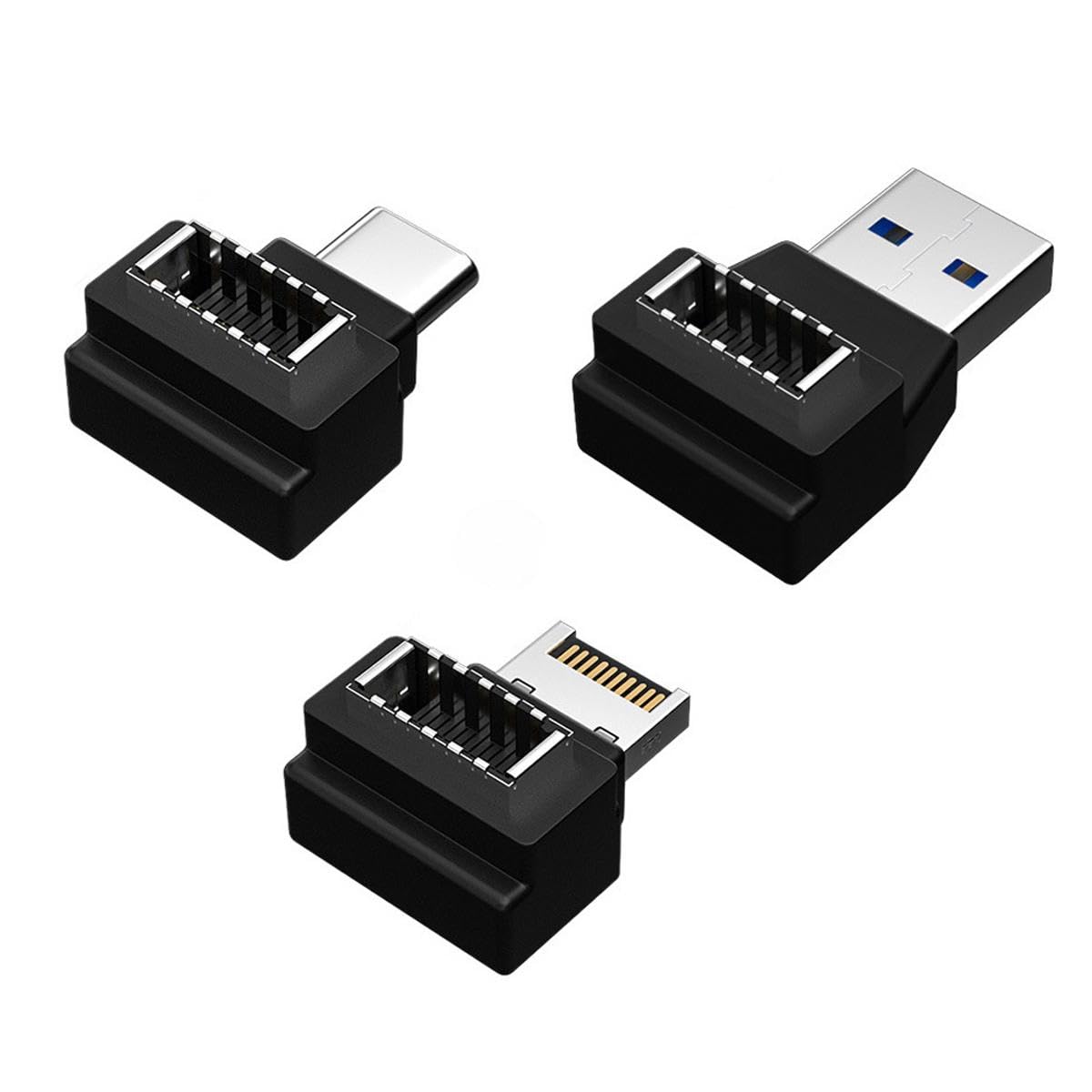 chenyang CY Front Panel Header USB 3.1 Type-E Female to USB 3.0 Type-A & Type-C USB-C Type-E Male Motherboard Extension Data 90 Angled Adapter 1Set/3Pcs