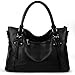 YALUXE Women's Vintage Style Soft Leather Tote Large Shoulder Bag Black