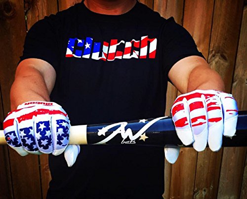 image for Clutch Sports Apparel American Flag Batting Gloves, boys, Large