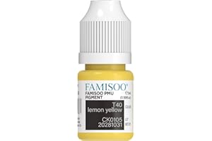 FAMISOO PMU Pigment for Lip 0.169fl.oz/5ml Professional Tattoo Ink for Long-Lasting Lips Color Microblading Ink Permanent Makeup Beauty Tattoo Supplies(T40 Lemon Yellow)