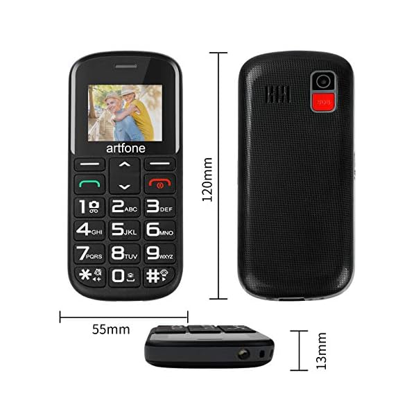 Mobile-Phone-for-Elderly-People-artfone-1400mAh-Battery-Big-Button-Mobile-Phones-Dual-SIM-Unlocked-SOS-Button-Torch-Side-Buttons-Camera-and-Charging-Dock-Black artfone Mobile Phone for Elderly People, 1400mAh Battery Big Button Mobile Phones Dual SIM Unlocked, SOS Button, Torch…