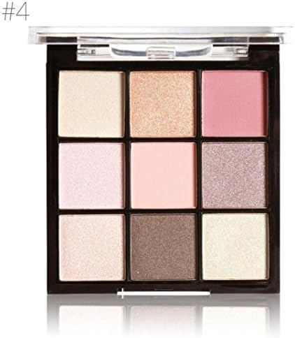 Poluck Women's 9-In-1 Eyeshadow Palette Four Styles Shimmer Matte Natural Nudes Brown Pink Waterproof Long Lasting Eye Shadow Cosmetic (D)