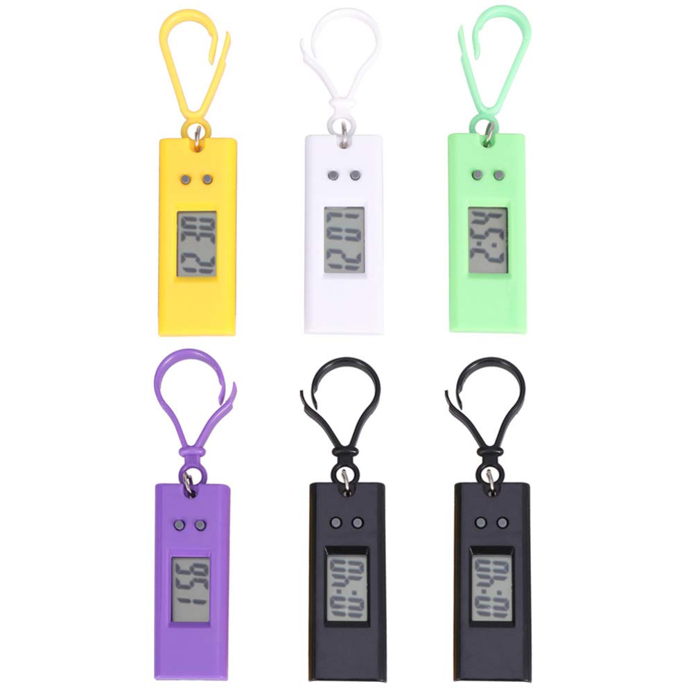 iplusmile Keychain Pocket Watch- Mini Digital Watches- Keychain Watch Suitable for Clip on Keys Lanyard Backpack Purse, Portable for Use (6pcs)