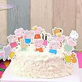 Set of 48 Pieces Cute Peppa Pig Cupcake Topper Picks cake decoration for Kids Birthday Tea Party Picnic Baby Shower