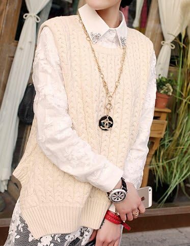 11/11 Promotions Beige Spring New Women's Sleeveless Sweater Female Loose Irregular Twist Hollow Women's Knit Vest