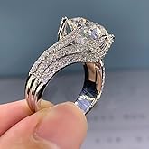 Htayekog Moissanite Engagement Ring for Women, Classic Promise Ring Six Claw Ring Solitaire Moissanite Promise Ring for Women, 925 Sterling Silver D Color VVS1 Wedding Band, Moissanite Ring 5 Carat 9