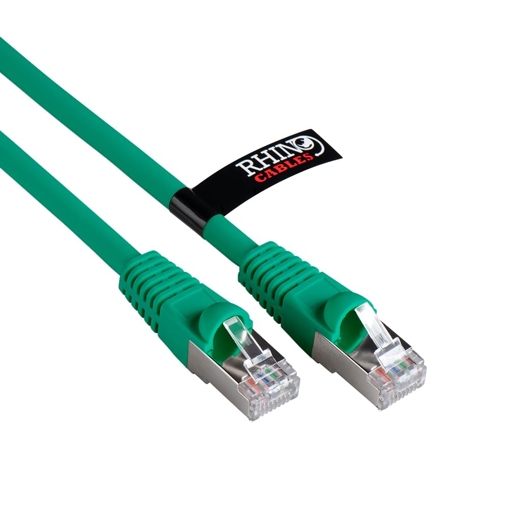 rhinocables CAT 6a Ethernet Cable | 10Gbps S/FT High-Speed & Large Bandwidth Data Transfer | Reliable LAN Network RJ45 Cable | Wi-Fi Broadband Cable for Seamless Gaming & Streaming (15m, Green)