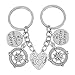 danjie 2pcs BBF Best Friends Key Chain Ring Set No Matter Where Compass Split Broken Heart Friendship Gift Unisex
